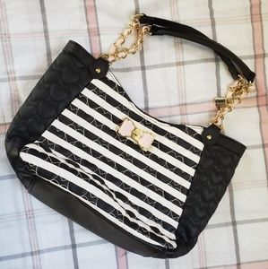 Betsy Johnson Black & White Stripes Purse